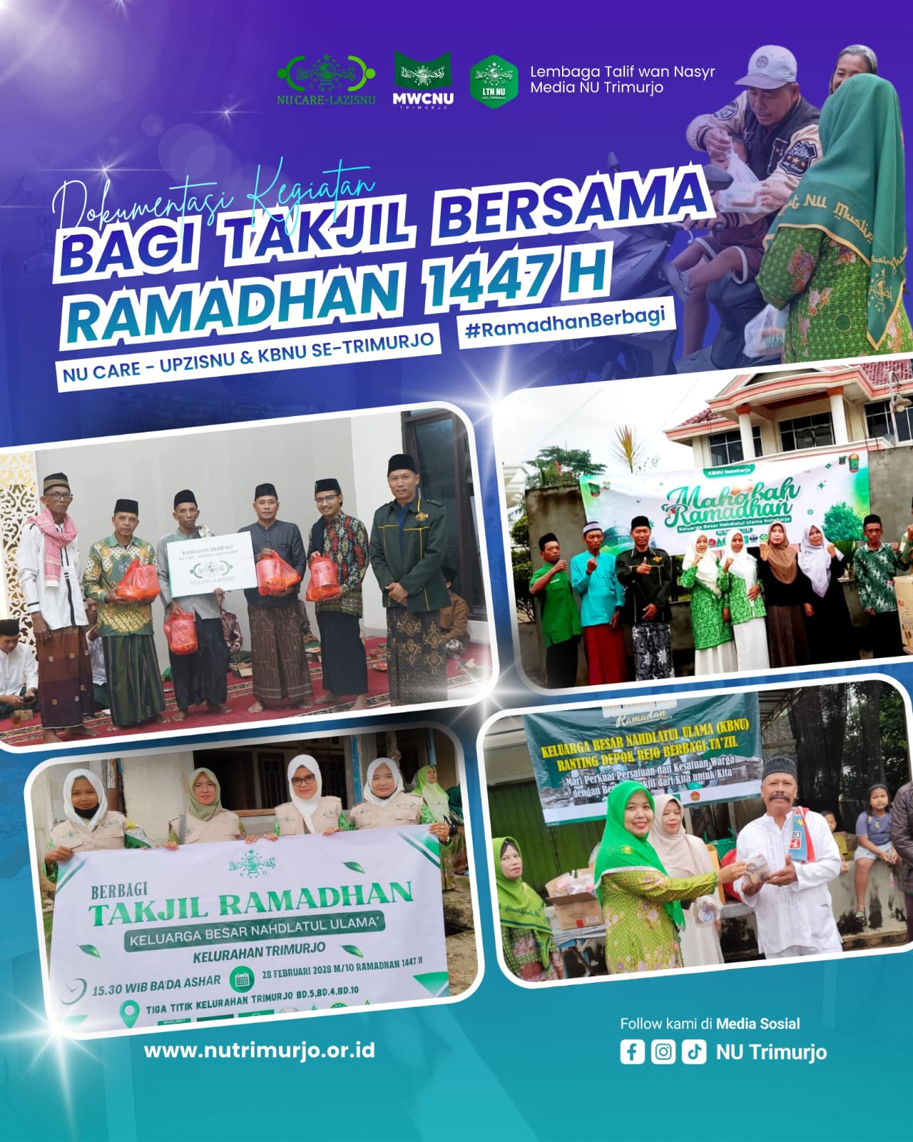 NU CARE–UPZISNU dan KBNU Se-Trimurjo Gelar Bagi Takjil di 10 Titik, Tebar Berkah Ramadhan 1447 H